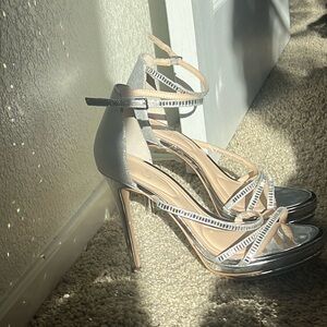Stunning, bedazzled, silver heels